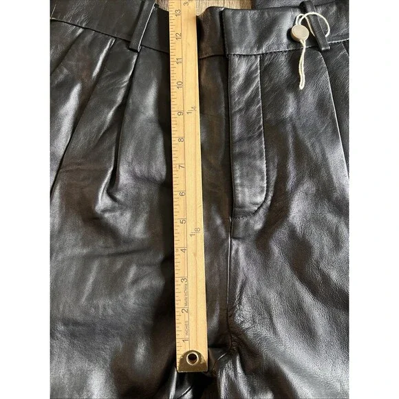 Walter Baker Luka Lamb Leather Black Wide Leg Slouchy Pants Size 4 NWT READ $750 - Picture 12 of 14